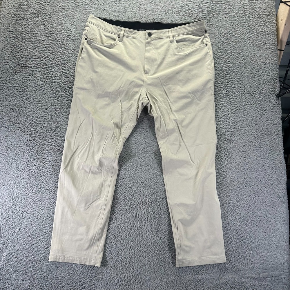 01.Algo Pant Mens 40x30 Beige Nylon Golf Straight Leg Performance Sports Stretch